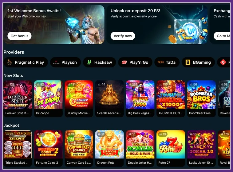 Seite Games for wagering mit Tabs Slots, Live casino, Instant games und Spielraster